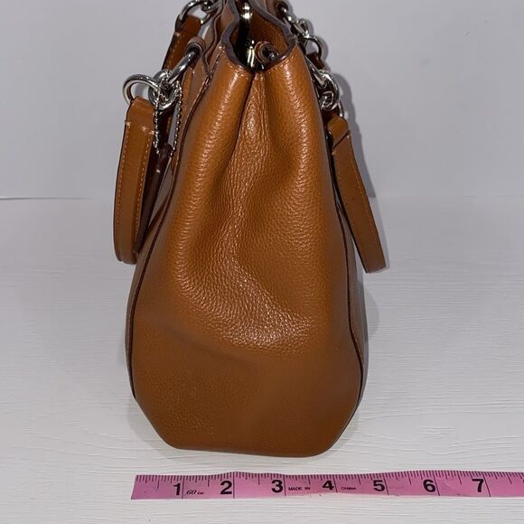 Coach Logo 2Way Carmel Leather Handbag Dual Handle Magnetic Closure - Picture 14 of 17